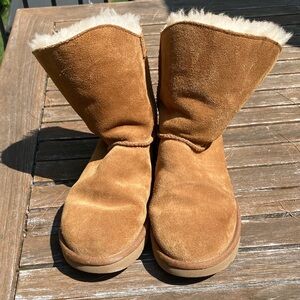 Tan Suede Shearling Boots